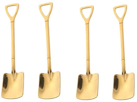 4 Stuks Koffie Lepel Bestekset Rvs Ijzeren Schop Ijs Lepel Scoop Thee-Lepel Keuken Servies Koffie accessoires 4stk goud B