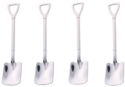 4 Stuks Koffie Lepel Bestekset Rvs Ijzeren Schop Ijs Lepel Scoop Thee-Lepel Keuken Servies Koffie accessoires 4stk zilver B