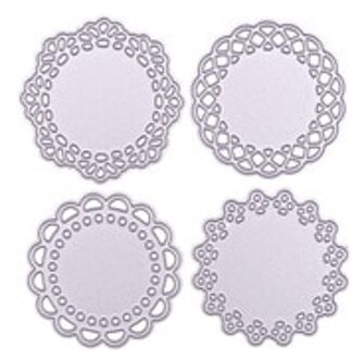 4 Stuks Lace Edge Cirkel Frame Metalen Snijden Sterven Stencils Voor Diy Scrapbooking Album Decoratieve Embossing Hand-Op Papier kaarten