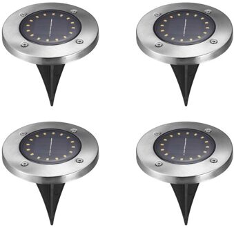 4 Stuks Led Solar Gazon Lamp 4 8 12 16LED Zonne-energie Begraven Licht Ondergrondse Lamp Outdoor Path Way Tuin decking Straat Licht Cold wit / 8LEDS