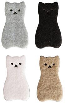 4 Stuks Leuke Kat Vorm Spons 3 Layer Spons Sterke Wateropname Afwassen Spons Keuken Schoonmaken Tool