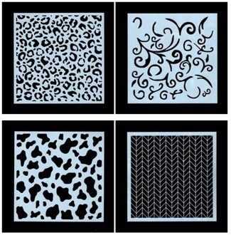 4 Stuks Luipaard Koe Print Gelaagdheid Stencils Schilderij Plakboek Kleuring Embossing Album Decoratieve Template
