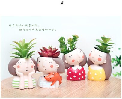 4 Stuks Meisje Bloempot Desktop Ornament Europese Stijl Succulenten Planter Pot Mini Bonsai Cactus Bloempotten Home Decor Craft