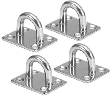 4 Stuks Mount Haak Pad Eye Platen Mariene Hardware Multifunctionele Muurbevestiging Haak Loops Voor Oefening Resistance Bands Swingende M8