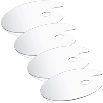 4 Stuks Ovale Acryl Non-stick Clear Verf Palet Mengen Lade Palet Voor Diy Art Craft Schilderen