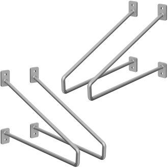 4 stuks plankbeugel, 265 mm, zilver, gemaakt van staal, haarspeld plankbeugels, zwevende plankbeugel, Zilverkleurig