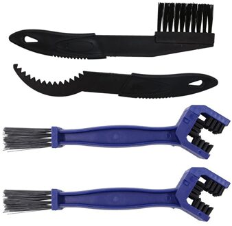 4 Stuks Plastic Motorfiets Fiets Chain Clean Borstel Gear Grunge Borstel Mtb Bike Machine Wasmachine Borstel Scrubber Fietsen Schoon Kit 4stk blauw