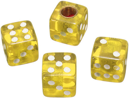 4 stuks Plastic Wheel Stem Band Air Valve Stofdicht Cap Gouden Dobbelstenen Band Ventieldopjes Bike Auto Vrachtwagen Band ventiel Stofkap geel