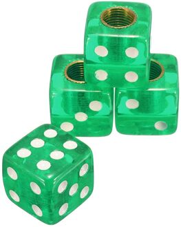 4 stuks Plastic Wheel Stem Band Air Valve Stofdicht Cap Gouden Dobbelstenen Band Ventieldopjes Bike Auto Vrachtwagen Band ventiel Stofkap groen