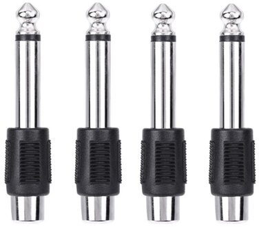 4 Stuks Rca/Av Vrouwelijke Jack Naar 6.35Mm 1/4 Inch Male Mono Audio Adapters Connectoren Stekkers Voor Diy fm Microfoon