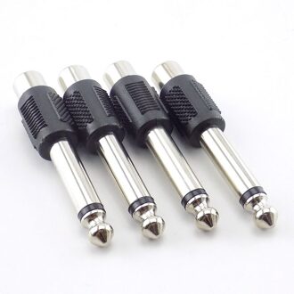 4 Stuks Rca/Av Vrouwelijke Jack Naar 6.35Mm Stekker Naar Rca Vrouwelijke Audio Adapters Connectoren Stekkers Voor diy Fm Microfoon W17
