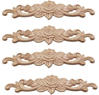 4 Stuks Retro Hout Gesneden Decal Hoek Applique Frame Voor Meubelen Muur Kastdeur Decoratieve Ambachten 30X7cm