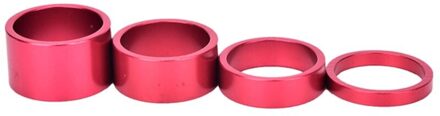 4 Stuks Road Fiets Aluminium Headset Wasmachine Mtb Fiets Voorvork Stem Spacers Fietsen Accessoires Rood