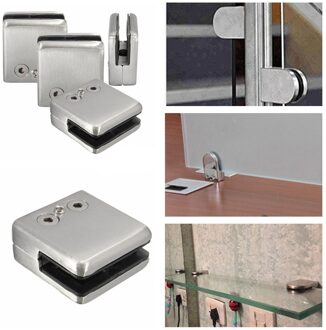 4 Stuks Roestvrij Stalen Vierkante Klem Houder Beugel Clip Voor Glas Plank Leuningen Zilver