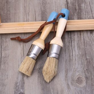 4 Stuks Ronde Platte Puntige En Brede Krijt Verf Wax Borstel Natuurlijke Haren Borstels