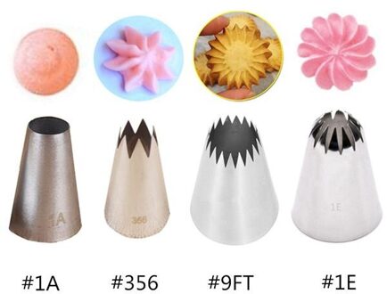 4 Stuks Rvs 18/8 Cake Cupcakes Decoreren Tips Set