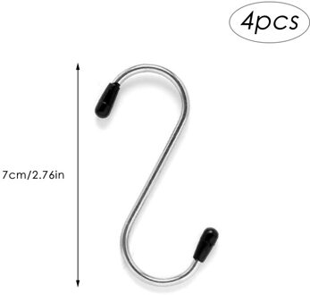 4 Stuks Rvs S-Vorm Haak Keuken Slaapkamer Multifunctionele Reling S Hanger Haak Sluiting Holder Haken opknoping Opslag Gereedschap