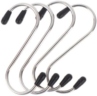 4 Stuks Rvs S-Vorm Haak Keuken Slaapkamer Multifunctionele Reling S Hanger Haak Sluiting Holder Haken opknoping Opslag Gereedschap