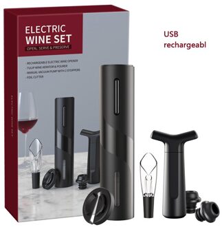 4 Stuks Set Elektrische Wein Opener Kreative Wiederaufladbare Automatische Korkenzieher Wein Flasche Opener Mit Usb Ladekabel Küch Rechargeable4-2