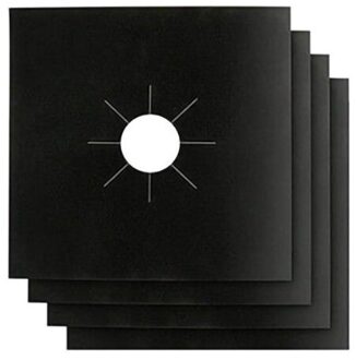 4 Stuks Set Herbruikbare Folie Cover Gasfornuis Protector Non-stick Kookplaat Brander Folie Mat Pad Schoon Liner Voor keuken Kookgerei 4stk zwart