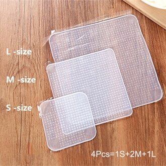 4 stuks set Siliconen Cover Herbruikbare Silicone stretch deksels Keuken Tool Multifunctionele Siliconen Wrap Seal Deksel Voedsel Verse Houden