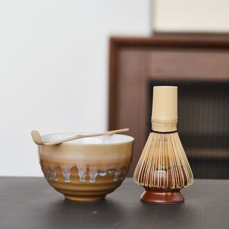 4 Stuks/sets Matcha Giftset Bamboe Matcha Garde Scoop Ceremic Matcha Kom Garde Houder Matcha Thee Sets