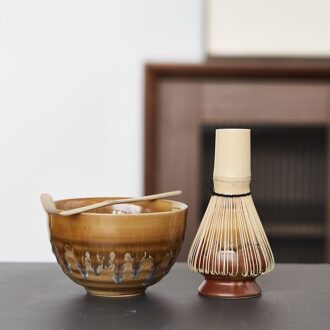 4 Stuks/sets Matcha Giftset Bamboe Matcha Garde Scoop Ceremic Matcha Kom Garde Houder Matcha Thee Sets