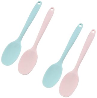 4 Stuks Silicon Lepel Mooie Voedsel Serveren Scoop Keuken Gebruiksvoorwerp Creatieve Bestek Servies Voor Thuis Restaurant (Blauw +) zoals getoond