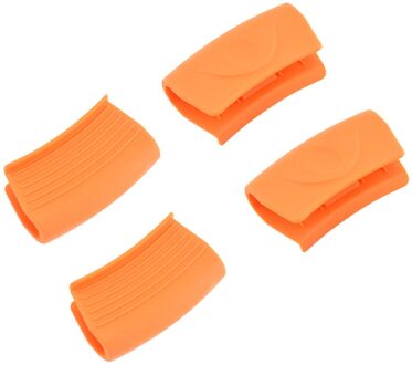 4 Stuks Silicone Pot Handvat Cover Anti-Brandwonden Grips Hittebestendige Pannenlap Protector Keuken Gereedschap (Groen) oranje