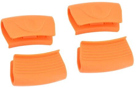 4 Stuks Silicone Pot Handvat Cover Anti-Brandwonden Grips Hittebestendige Pannenlap Protector Keuken Gereedschap (Groen) oranje