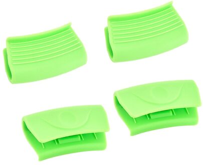 4 Stuks Silicone Pot Handvat Cover Anti-Brandwonden Grips Hittebestendige Pannenlap Protector Keuken Gereedschap (Groen)