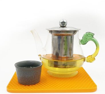 4 Stuks Siliconen Isolatie Mat Vierkante Honingraat Pot Holder Antislip Hittebestendig Plaats Mat Voor Pot Pan kom Kop (Rood + Groen +