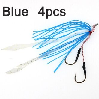 4 stuks Siliconen Rok Jig Vervanging met haak Slider Rig Spare Haken schuiven kabura stijl lokt haak 13 #5 kleuren blauw 4stk