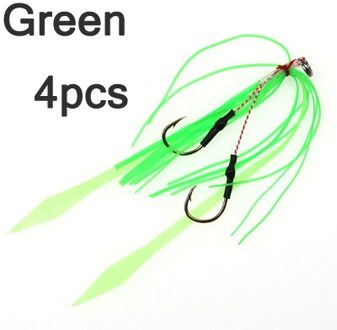 4 stuks Siliconen Rok Jig Vervanging met haak Slider Rig Spare Haken schuiven kabura stijl lokt haak 13 #5 kleuren groen 4stk