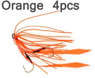 4 stuks Siliconen Rok Jig Vervanging met haak Slider Rig Spare Haken schuiven kabura stijl lokt haak 13 #5 kleuren oranje 4stk