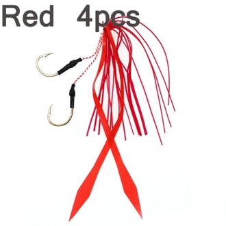 4 stuks Siliconen Rok Jig Vervanging met haak Slider Rig Spare Haken schuiven kabura stijl lokt haak 13 #5 kleuren rood 4stk