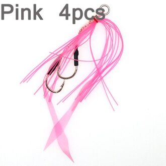 4 stuks Siliconen Rok Jig Vervanging met haak Slider Rig Spare Haken schuiven kabura stijl lokt haak 13 #5 kleuren roze 4stk