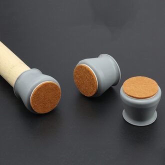 4 Stuks Siliconen Verbeterde Meubels Anti-Floor Protector Cover Met Vilt Pad Antislip Tafel Stoel Mat Caps voet grijs