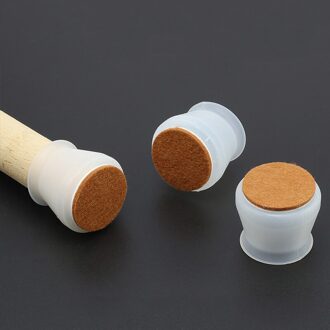 4 Stuks Siliconen Verbeterde Meubels Anti-Floor Protector Cover Met Vilt Pad Antislip Tafel Stoel Mat Caps voet wit