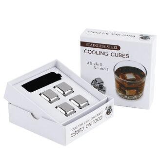4 Stuks Silver Herbruikbare Niet Giftig Milieuvriendelijk Rvs Wijn Ice Cooling Cubes Fysieke Koeling Ijs Koeler