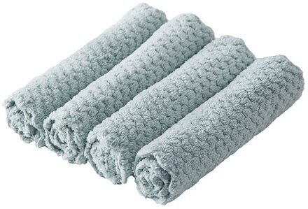 4 Stuks Super Absorberende Microfiber Vaatdoeken Dubbelzijdig Schuursponsje Rags High-Efficiency Huishoudelijke Reiniging Handdoek munt groen