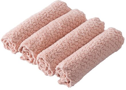 4 Stuks Super Absorberende Microfiber Vaatdoeken Dubbelzijdig Schuursponsje Rags High-Efficiency Huishoudelijke Reiniging Handdoek Organe roze