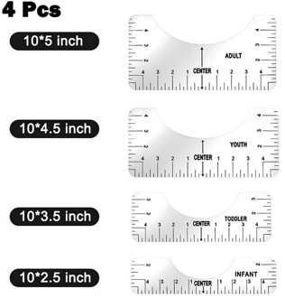 4 Stuks T-shirt Heerser Gids Vinyl T-shirt Heerser Gids Sublimatie Ontwerpen Op T-shirt Vinyl Heersers Gids Maattabel T-shirts heerser 4stk