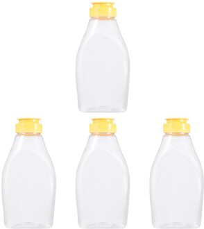 4 Stuks Transparante Honing Fles Voedsel Verpakking Fles Honing Pot Met Deksel Honing Fles Jam Container Voor Thuis (500G Capacit
