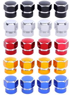 4 stuks Universele Aluminium Auto Fiets Auto Ventieldopjes Tyre Wheel Zeshoekige Ventile Air Stengels Cover Luchtdichte Velgen Accessoires Blauw