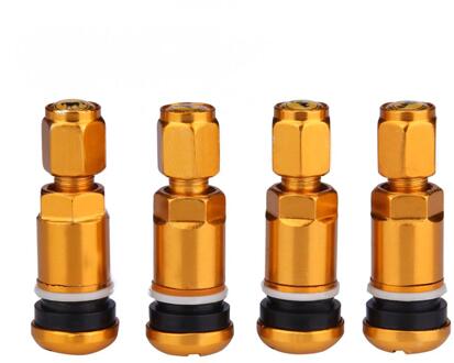 4 Stuks Universele Metalen Auto Motorfiets Tubeless Wiel Tyre Klepstelen Caps Aluminiumlegering Bandventieldop Stelen Auto Vervanging Goud