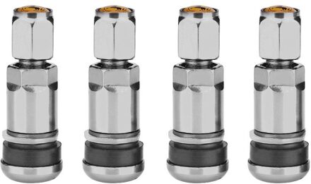 4 Stuks Universele Metalen Auto Motorfiets Tubeless Wiel Tyre Klepstelen Caps Aluminiumlegering Bandventieldop Stelen Auto Vervanging grijs