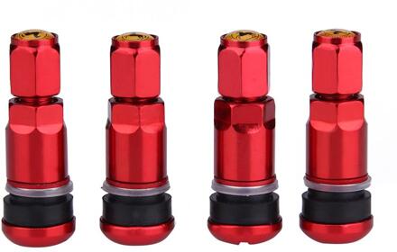 4 Stuks Universele Metalen Auto Motorfiets Tubeless Wiel Tyre Klepstelen Caps Aluminiumlegering Bandventieldop Stelen Auto Vervanging Rood