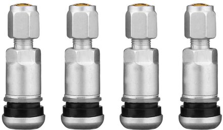 4 Stuks Universele Metalen Auto Motorfiets Tubeless Wiel Tyre Klepstelen Caps Aluminiumlegering Bandventieldop Stelen Auto Vervanging Zilver