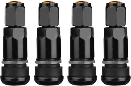 4 Stuks Universele Metalen Auto Motorfiets Tubeless Wiel Tyre Klepstelen Caps Aluminiumlegering Bandventieldop Stelen Auto Vervanging zwart
